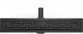 Rea PRO Black Matt, lineárny odtokový žľab 90cm, vzor Greek, čierna matná, REA-G8026