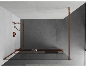 Mexen Kioto, sprchová zástena s poličkou a držiakom na uteráky 90 x 200 cm, 8mm číre sklo, profil ružové zlato, 800-090-121-60-00
