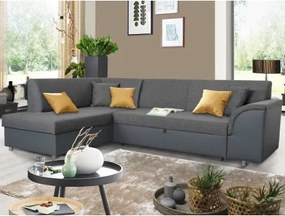 Rohová sedacia súprava Bernett, antracitová ekokoža/sivá tkanina, ľavý roh%