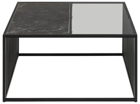 Čierny konferenčný stolík so sklenenou doskou 80x80 cm Strington – Actona