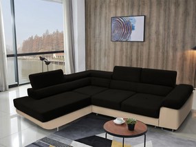 Rohová sedacia súprava Ascend L (čierna + béžová) (L). Akcia -20%. Vlastná spoľahlivá doprava až k Vám domov. 1061861
