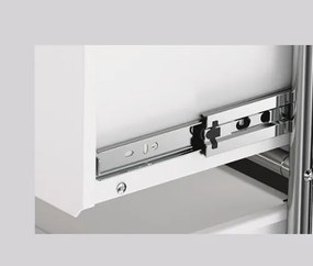 Kovová odkladacia skrinka "CN3" s výklopnými priečinkami, zásuvkami a otvorenými priehradkami, biela