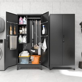 Kovová viacúčelová skriňa, 1930 x 860 x 420 mm, čierna