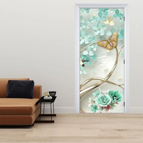Fototapeta na dvere - Kvetina s motýľmi (95x205cm)