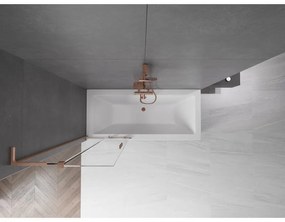 Mexen Velar L, 2-krídlová posuvná vaňová zástena 70 x 150 cm, 8mm číre sklo, medená matná, 896-070-003-01-65