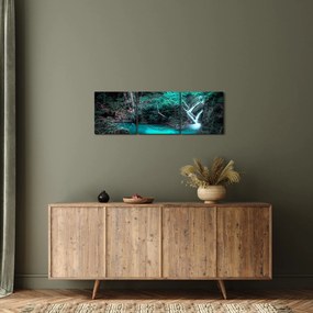 Obraz - Tyrkysové jazero (s hodinami) (90x30 cm)
