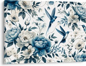 Obraz - Kolibríky s kvetmi (70x50 cm)
