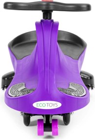 Gravitačné jazdítko ECOTOYS 360° volant s LED kolieskami, gumové kolesá, 3+ fialové