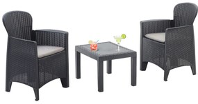 I.P.A.E-Progarden Záhradný set AKITA, 3-dielny, antracitová