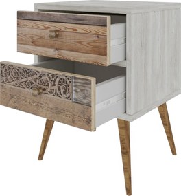 Sconto Nočný stolík LIZA MALMÖ biela/orech