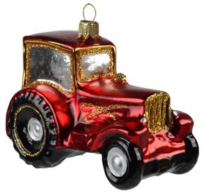 Vianočná dekorácia – traktor červený
