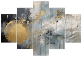 Obraz - Abstrakcia so zlatou guľou (150x105 cm)