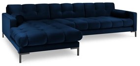 Tmavomodrá zamatová rohová pohovka Cosmopolitan Design Bali, ľavý roh