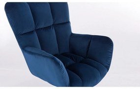 LuxuryForm DESIGN Kreslo AURORA VELUR na čiernej podstave s kolieskami - modré
