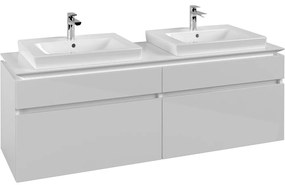 VILLEROY &amp; BOCH Legato závesná skrinka pod dve umývadlá, 4 zásuvky, 1600 x 500 x 550 mm, Glossy White, B69300DH