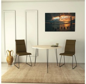 Asir Jedálenský stôl SANDALF 75x90 cm béžová/čierna 801CMY2928