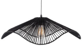 Čierne závesné svietidlo s tienidlom z papierového výpletu ø 62 cm Sombra – Leitmotiv