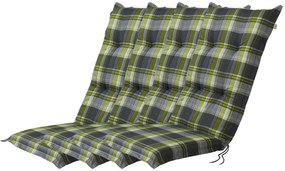 Podložka na kreslo Valencia, 120 x 50 x 8 cm, károvaná/zelená/sivá, 4 kusy  (800003511)