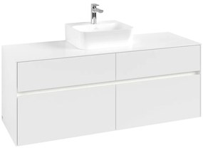 VILLEROY &amp; BOCH Collaro závesná skrinka pod umývadlo na dosku (umývadlo v strede), 4 zásuvky, s LED osvetlením, 1400 x 500 x 548 mm, White Matt, C100B0MS