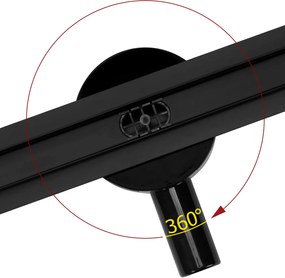 Rea Lineárny nerezový odtokový žľab NEO SLIM BLACK PRO 60 cm s 360° stupňovým sifónom, čierny, REA-G8900