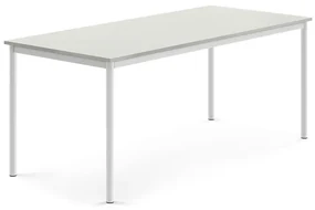 Stôl SONITUS, 1800x800x720 mm, HPL - šedá, biela