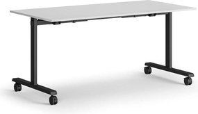 Mobilný stôl MATCH, 160x80 cm, čierna podnož, biela