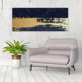 Obraz - Modrá a zlatá abstrakcia N⁰2 (120x50 cm)