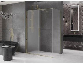 Mexen Velar, sprchový kút s posuvnými dverami 140 x 70 cm, 8mm sklo námraza, zlatá lesklá, 871-140-070-31-50