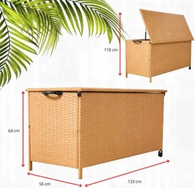 Záhradný úložný box z technoratanu v krémovej farbe XL