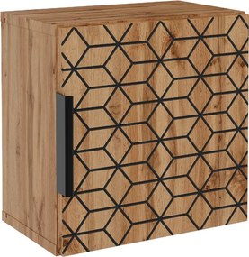 Comad Kúpeľňová skrinka závesná horná Qubik Diamond 30 dub wotan/čierna