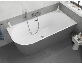 Mexen Silo, rohová voľne stojaca ryhovaná vaňa, pravá, 170 x 80 cm, biela-šedá, grafitový prepad, 52891708062P-95