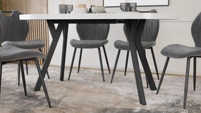 Mazzoni EXPANSO Biely mat / čierne nohy - OVÁLNY ROZKLADACÍ STÔL 160-360 cm PRE 16-18 OSÔB