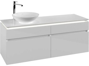 VILLEROY &amp; BOCH Legato závesná skrinka pod umývadlo na dosku (umývadlo vľavo), 4 zásuvky, s LED osvetlením, 1400 x 500 x 550 mm, Glossy White, B588L0DH