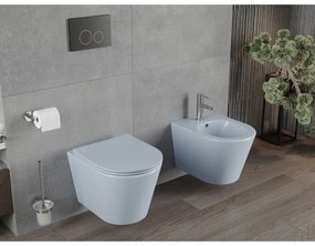 Mexen Rico, závesné WC Rimless s WC doskou slim, duroplast, šedá-modrá matná, 30724069