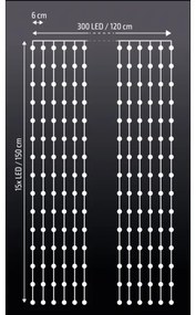 Brilagi - LED Vianočný záves 300xLED/8 funkcí/3xAA/USB 1,2m studená biela