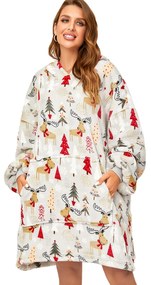 Baránková mikinová deka s rukávmi a kapucňou YULE HUG svetlosivá