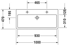 Duravit Vero - Umývadlo 1000x470 mm, s prepadom, biela 0454100026