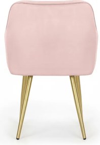Sada šiestich jedálenských stoličiek FLORENCE zamatové, púdrovoružové / zlaté nohy (6 ks)