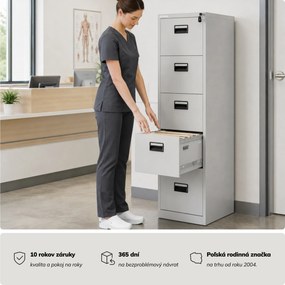 Kovová kartotéková skriňa sivá: SARA V5, 460 x 1625,5 x 600 mm