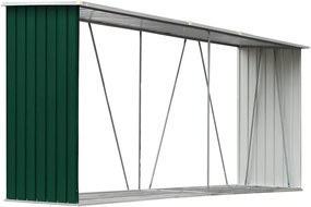 vidaXL Záhradná kôlňa na drevo galvanizovaná oceľ 330x84x152 cm zelená