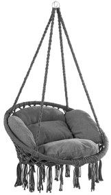 Detex Závesné kreslo BOHO s vankúšmi, Ø61cm, antracitová