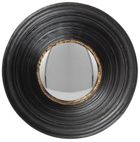 Čierne antik okrúhle nástenné vypuklé zrkadlo Beneoit – Ø 19*7 cm