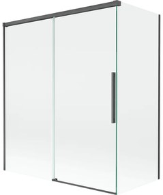 Mexen Rox, 2-krídlová posuvná vaňová zástena 140 + 70 x 150 cm, 8mm číre sklo, brúsený grafit profil, 8C9-140-070-66-00