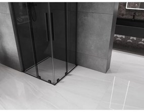 Mexen Velar L Duo, sprchový kút s posuvnými dverami 90 x 90 cm, 8mm šedé sklo, čierna matná, 871-090-090-02-43-70