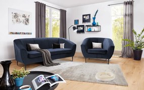 Trojmiestna pohovka Olivio, námornícka modrá zamatová látka