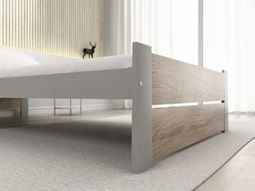 Posteľ IKAROS DOUBLE 90 x 200 cm, dub sonoma/sivá Rošt: S latkovým roštom, Matrac: Matrac COCO MAXI 20 cm