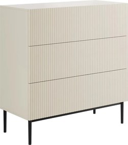 Komoda Nicole 100 cm so zásuvkami a ryhovaným čelom - kasmír / čierne nohy