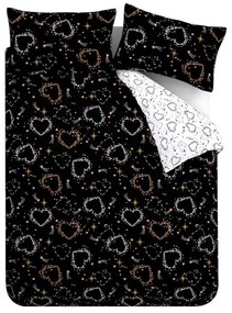 Čierno-biele obliečky na dvojlôžko 200x200 cm Cosmic Hearts and Stars – Catherine Lansfield