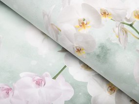 Biante Dekoračný okrúhly obrus PM-019 Orchidey na svetlo zelenom Ø 110 cm