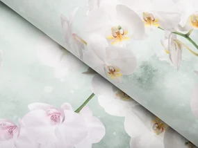 Biante Dekoračný štvorcový obrus PM-019 Orchidey na svetlo zelenom 90x90 cm